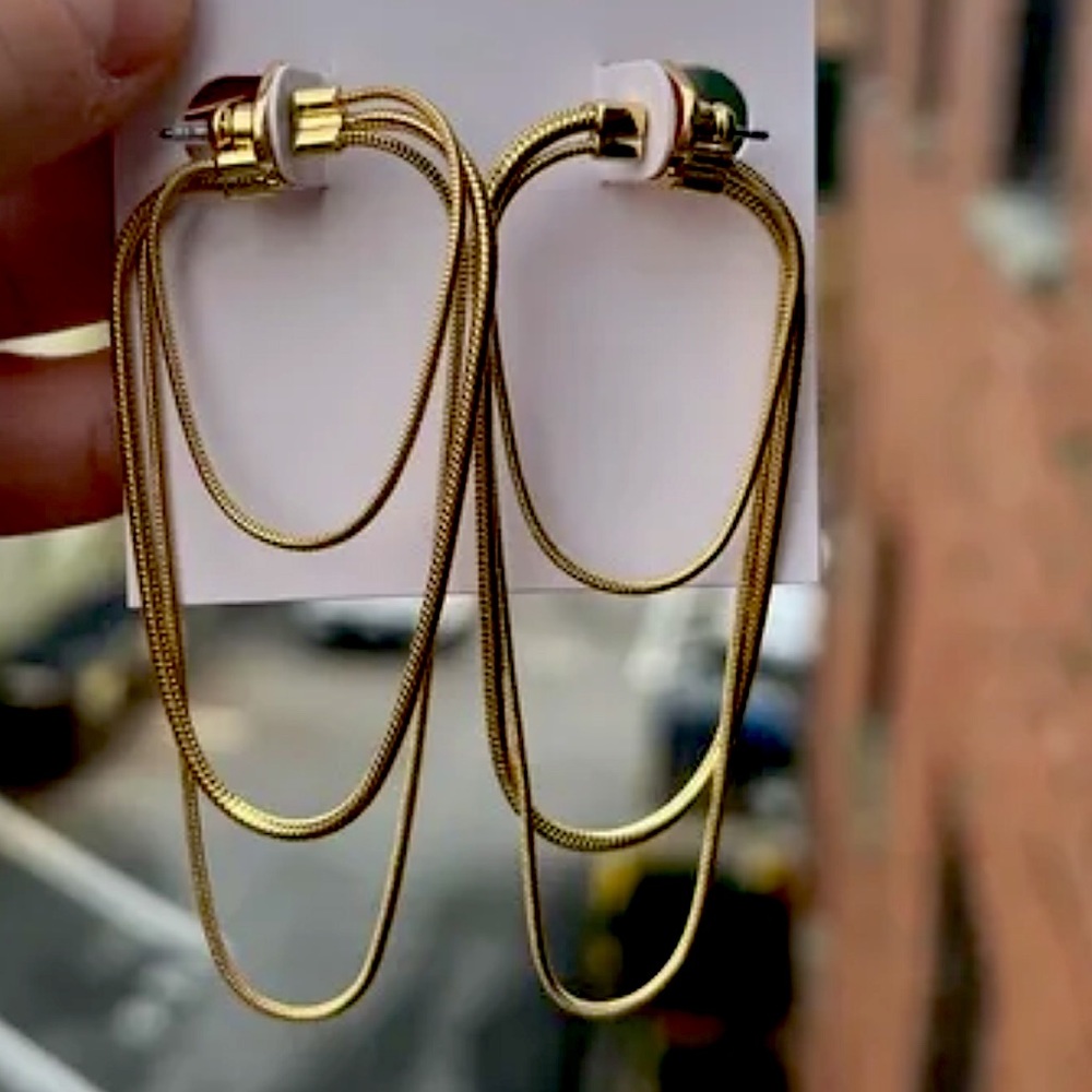 Kate Spade ♠️ “Know The Ropes” Large Snake-Chain Hoop Earrings - Picture 6 of 6